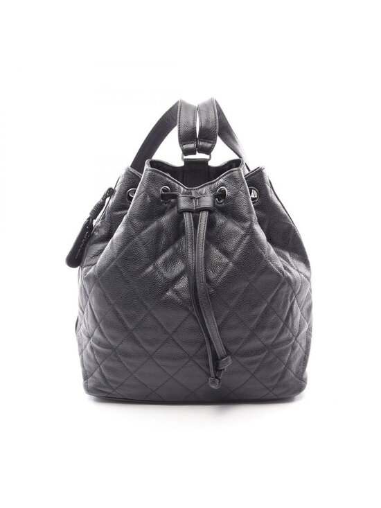 Chanel Backpack Quilted Black Caviar Leather Drawstring main image 2